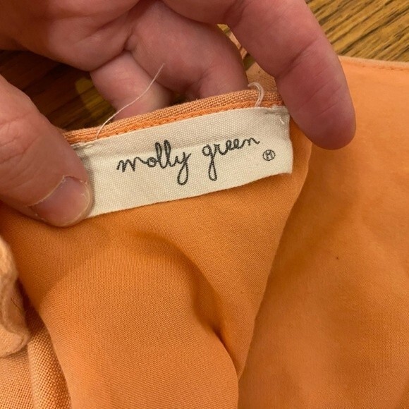 Molly Green Vintage Style Peach Button Down Strappy Cottage Dress with Bow Back - Picture 13 of 16